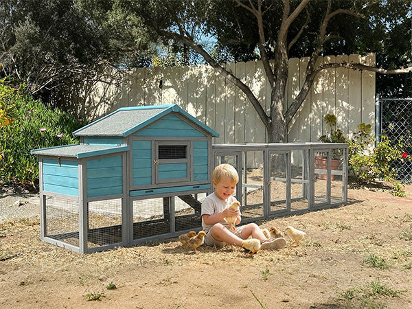 141" Large Wooden Chicken Coop with Nesting Box and Wire Fence by HouseOfZazla