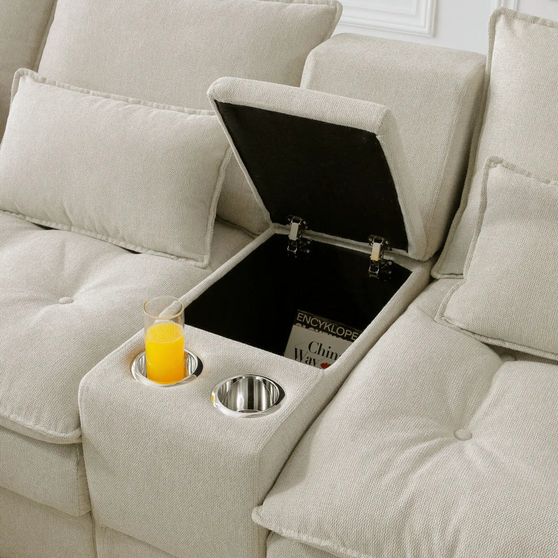 Contemporary U Shaped Sofa With Console And Cupholders by HouseOfZazla