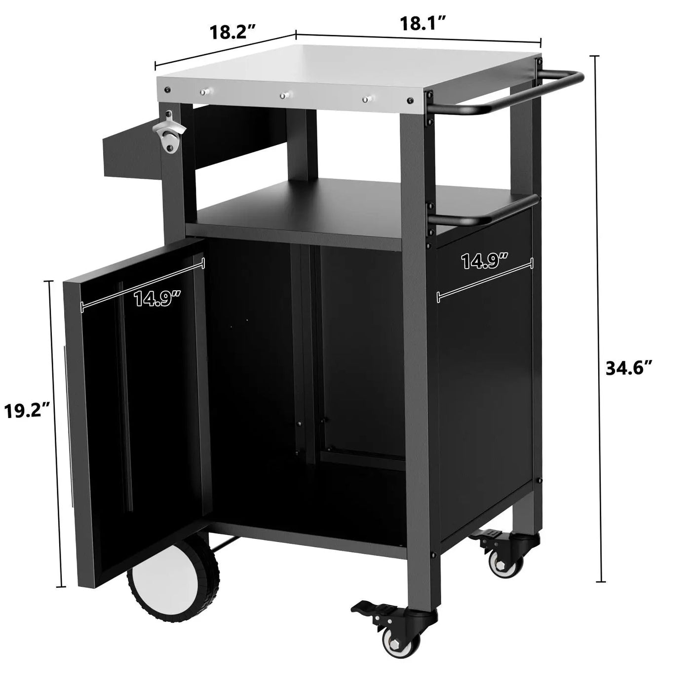 Outdoor Grill Cart With Storage, Rolling Bar Cart With Hooks And Spice Rack Stainless Steel by HouseOfZazla