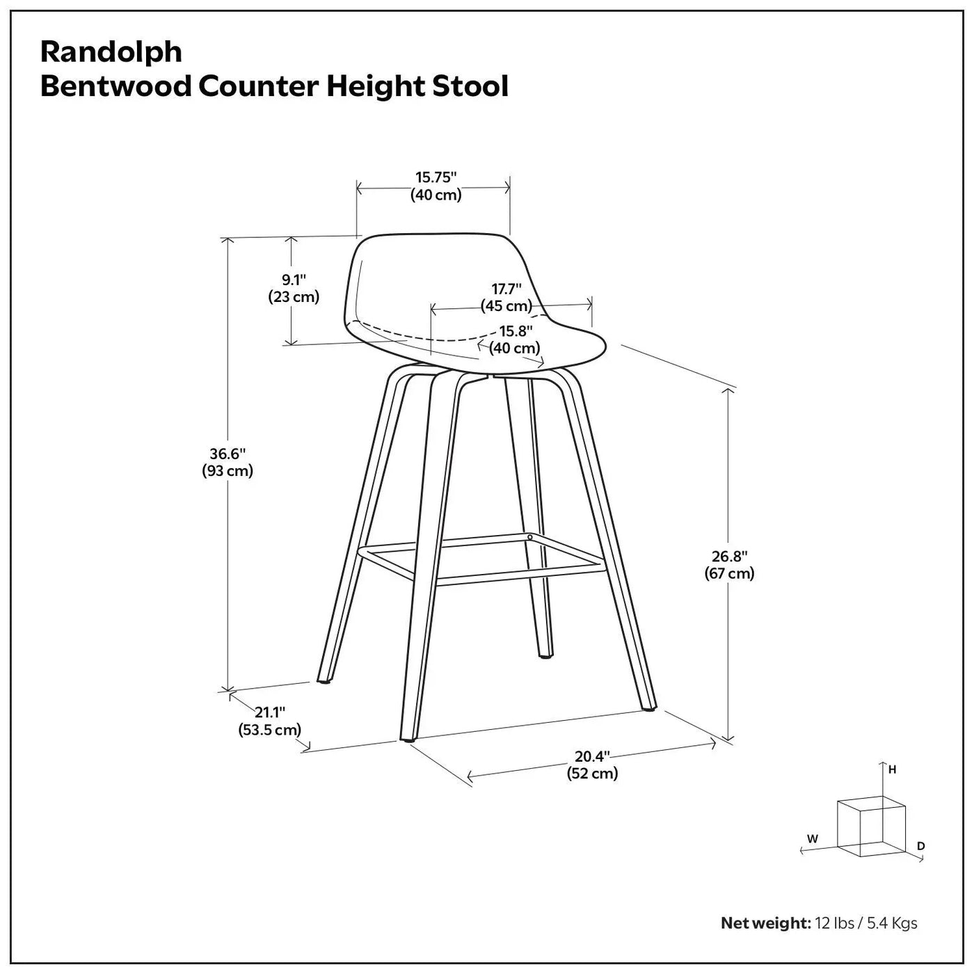 Randolph - Bentwood Multifunctional Counter / Bar Height Stool (Set of 2) by Unique Piece Furniture