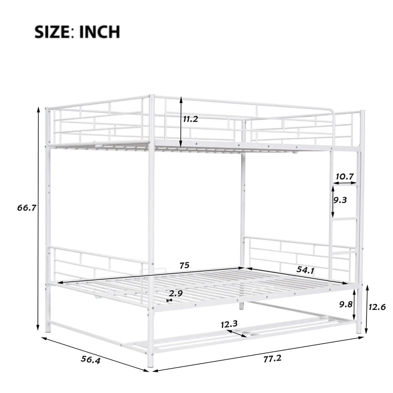 Metal Bunk Bed With Shelf And Guardrails by Unique Piece Furniture