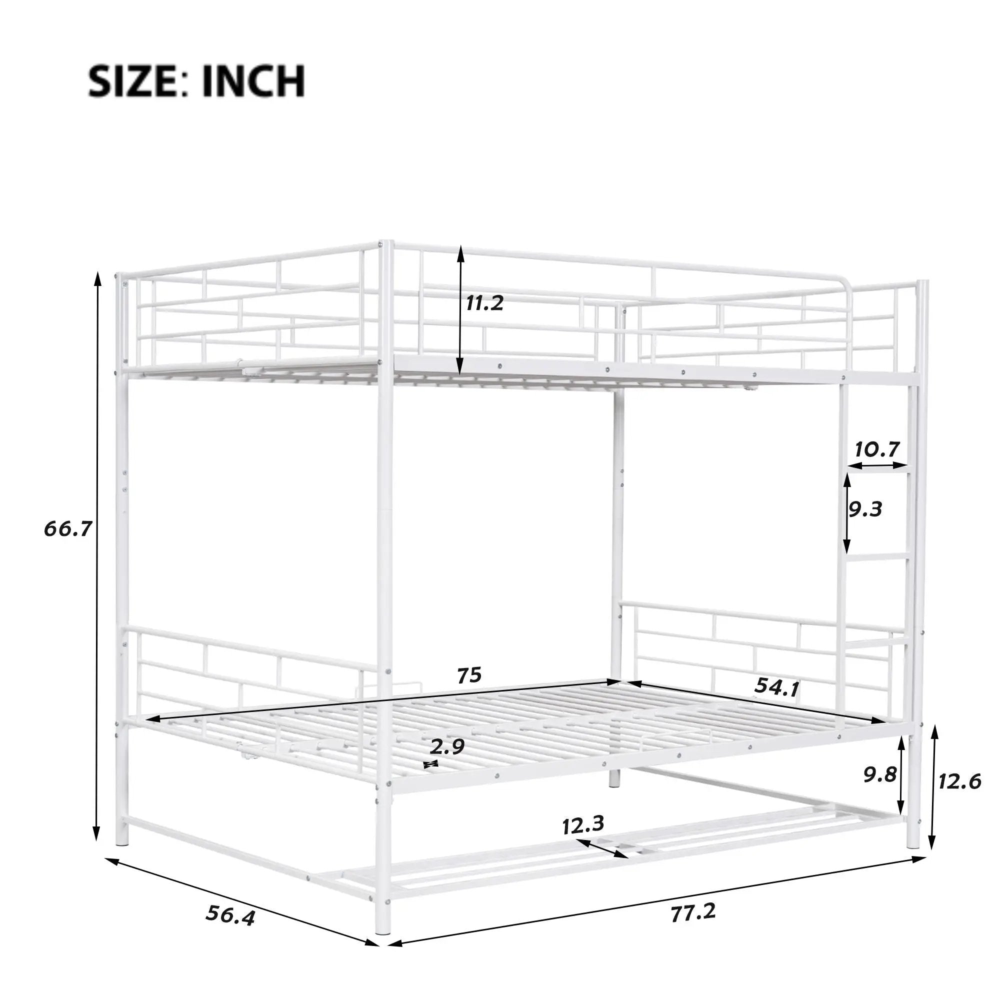 Metal Bunk Bed With Shelf And Guardrails by HouseOfZazla