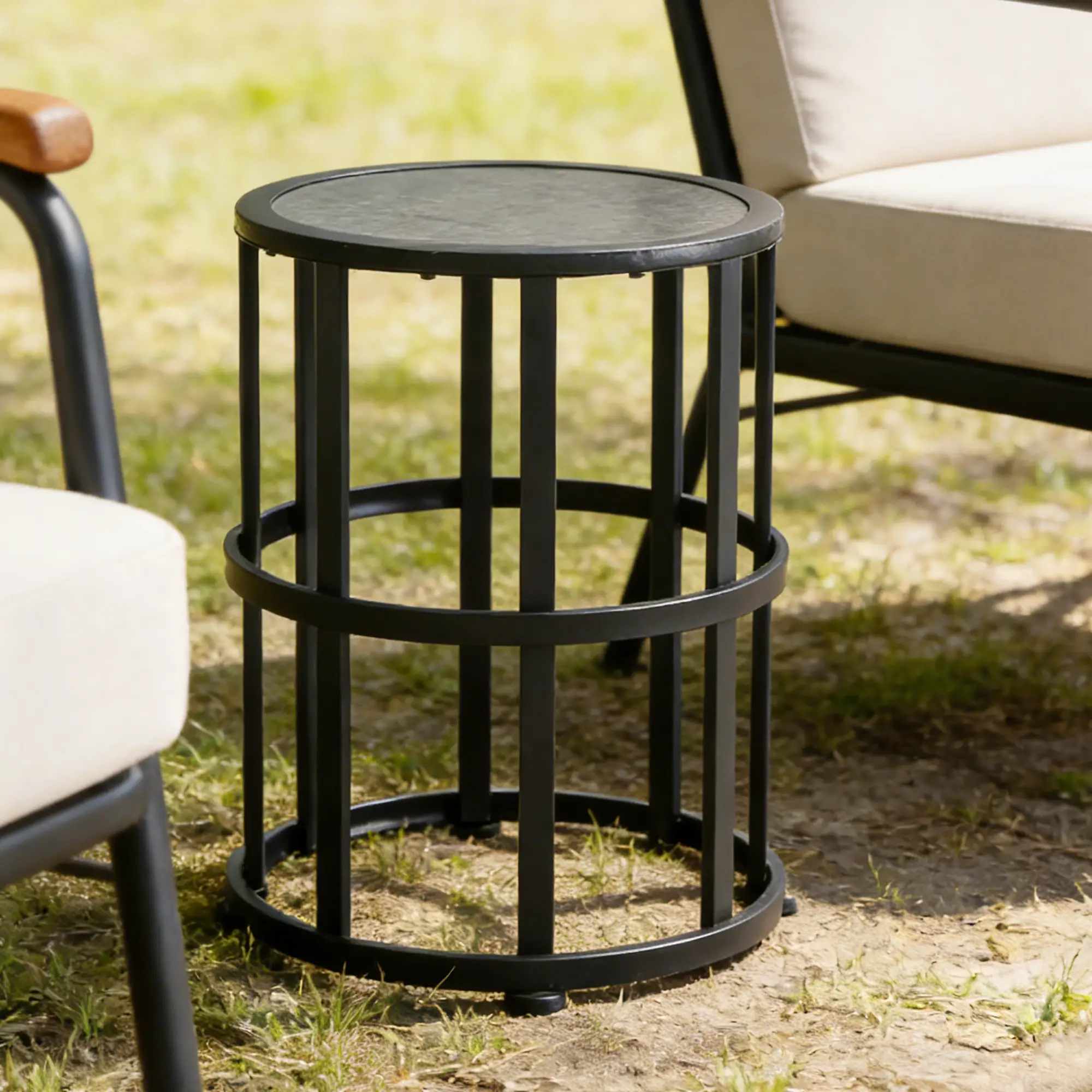Ceramic Tile Side Table with Powder Coated Iron Frame by HouseOfZazla