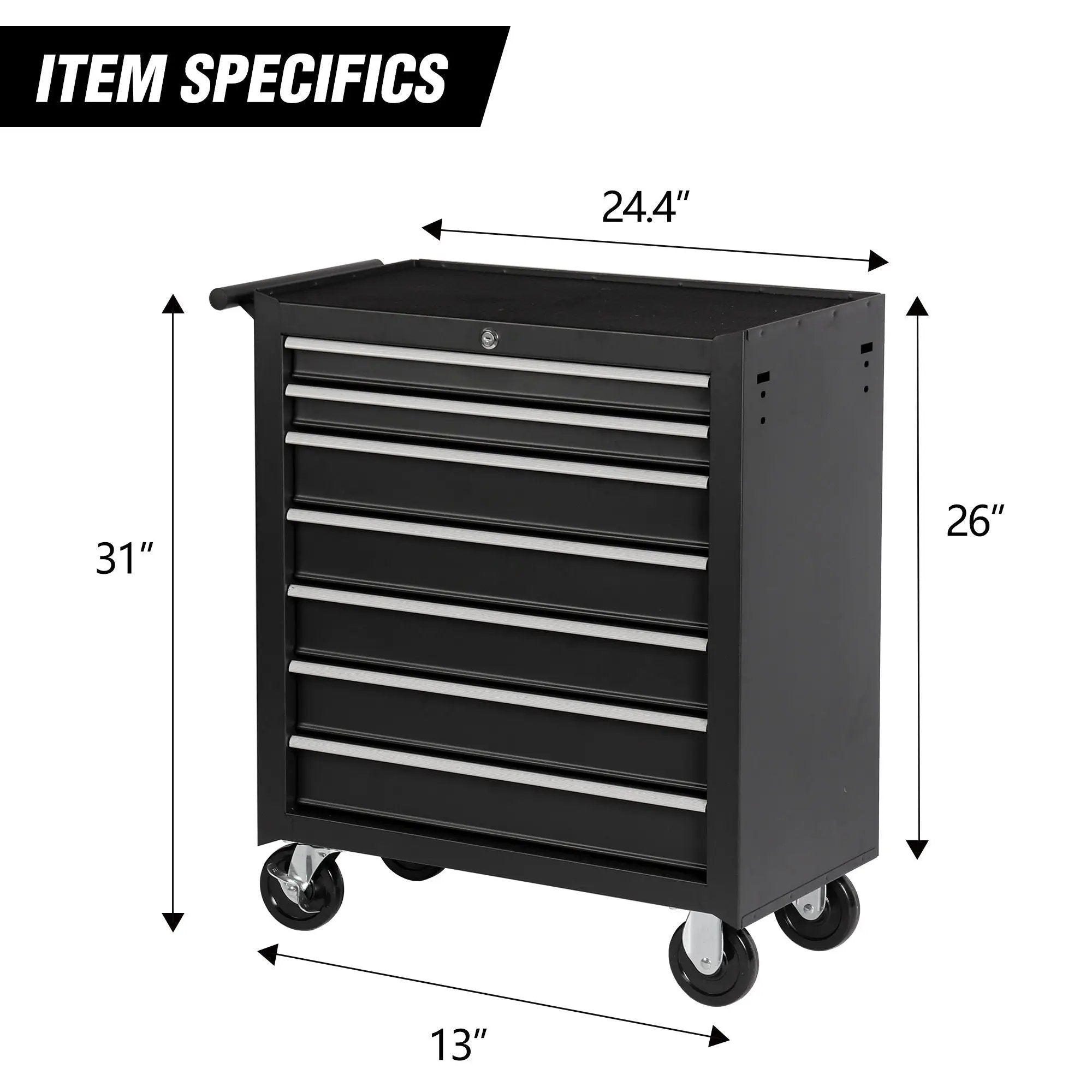 7 Drawer Rolling Tool Chest With Wheels, Multifunctional Tool Box And Storage by HouseOfZazla