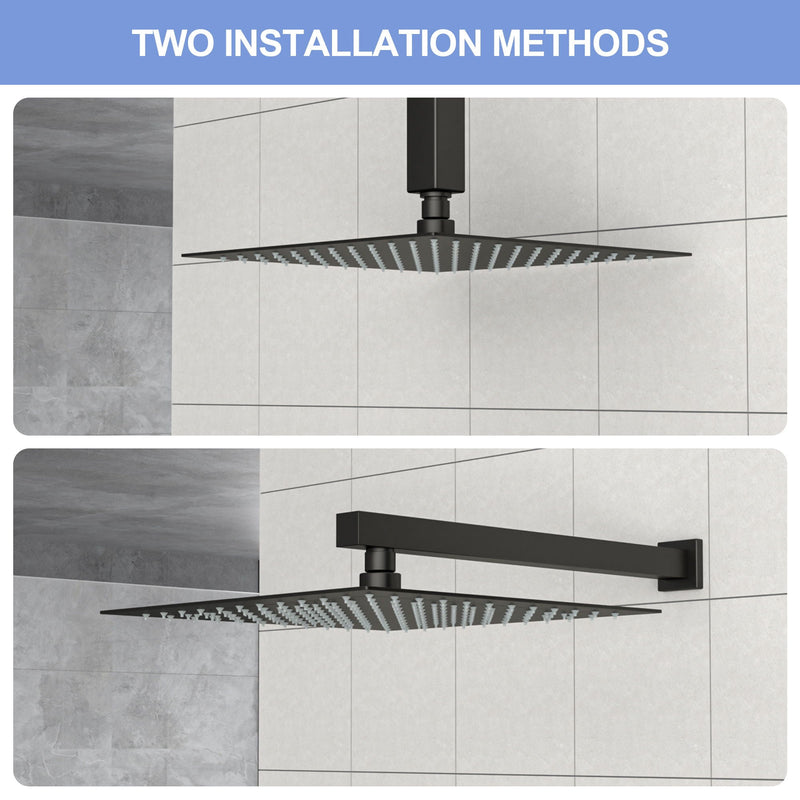Modern 10" Square Rainfall Shower Head & Stainless Steel Wall Or Ceiling Mount Luxury Spa Shower Panel by HouseOfZazla