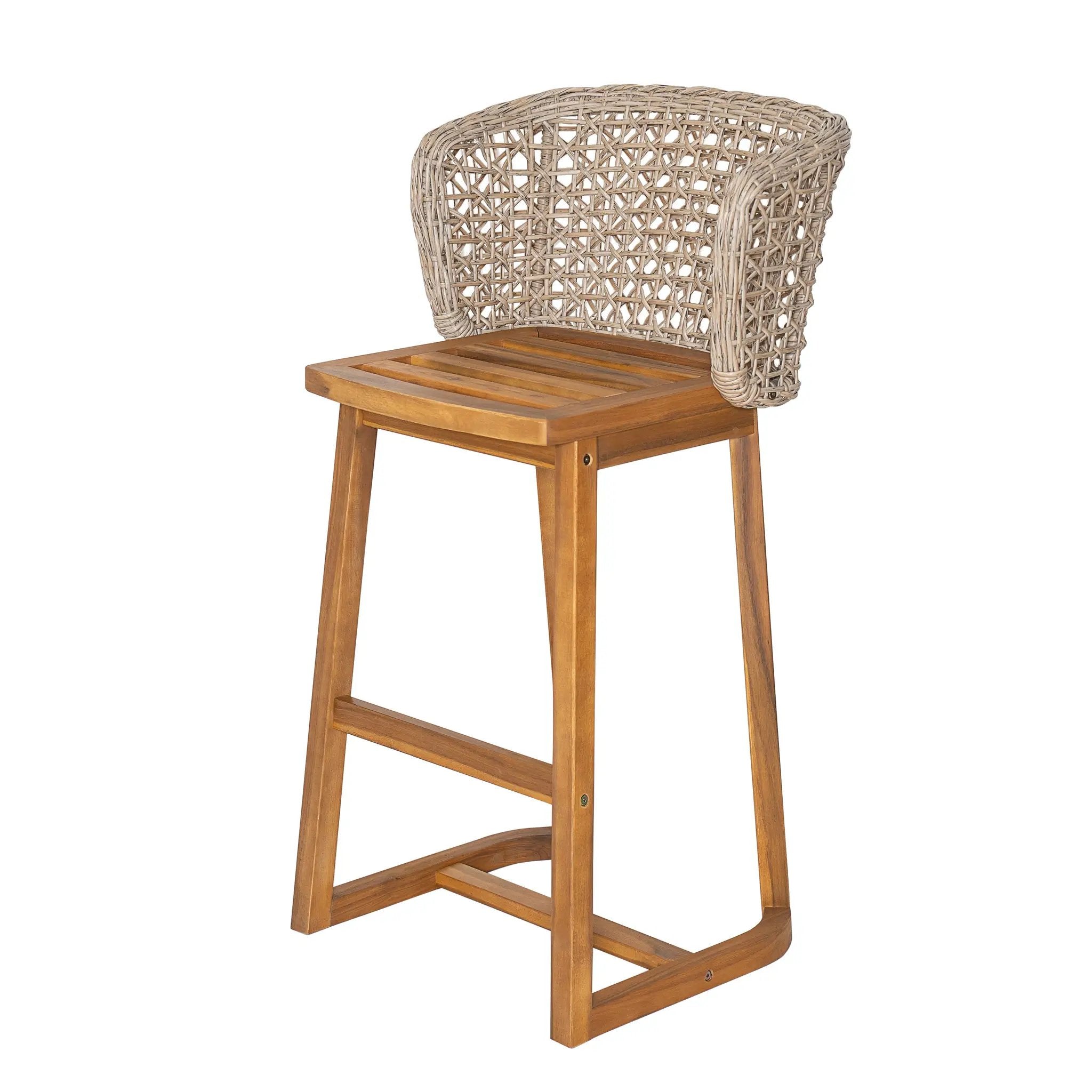 Outdoor Acacia Wood Bar Stools with Cushions (Set of 4) by HouseOfZazla