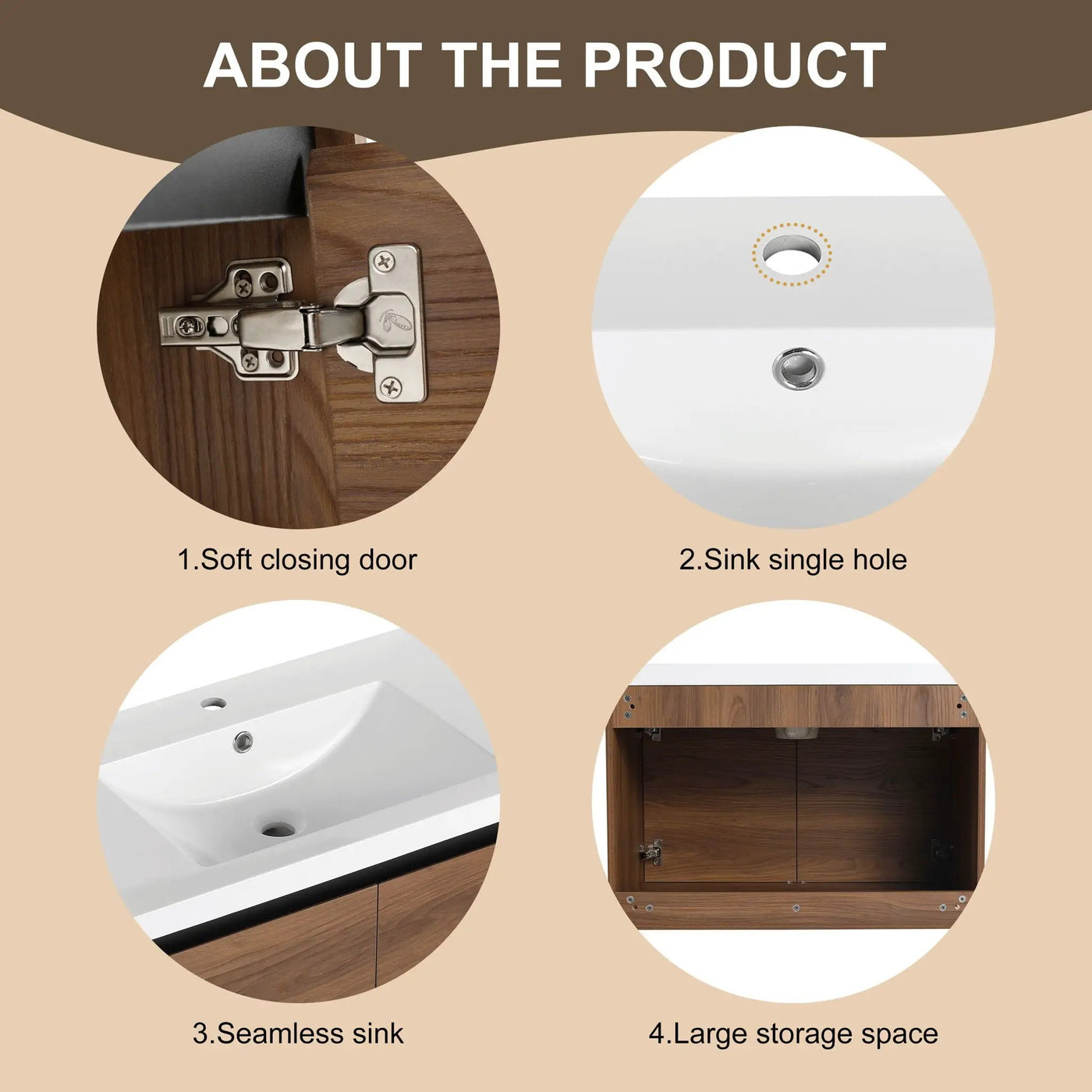 Bathroom Vanity Set With Resin Countertop Sink And 2 Doors, Engineered Wood by HouseOfZazla