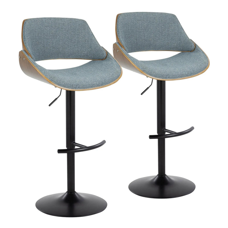 Fabrizzi - Mid Century Modern Adjustable BarStool With Rounded T Footrest (Set of 2) by Unique Piece Furniture