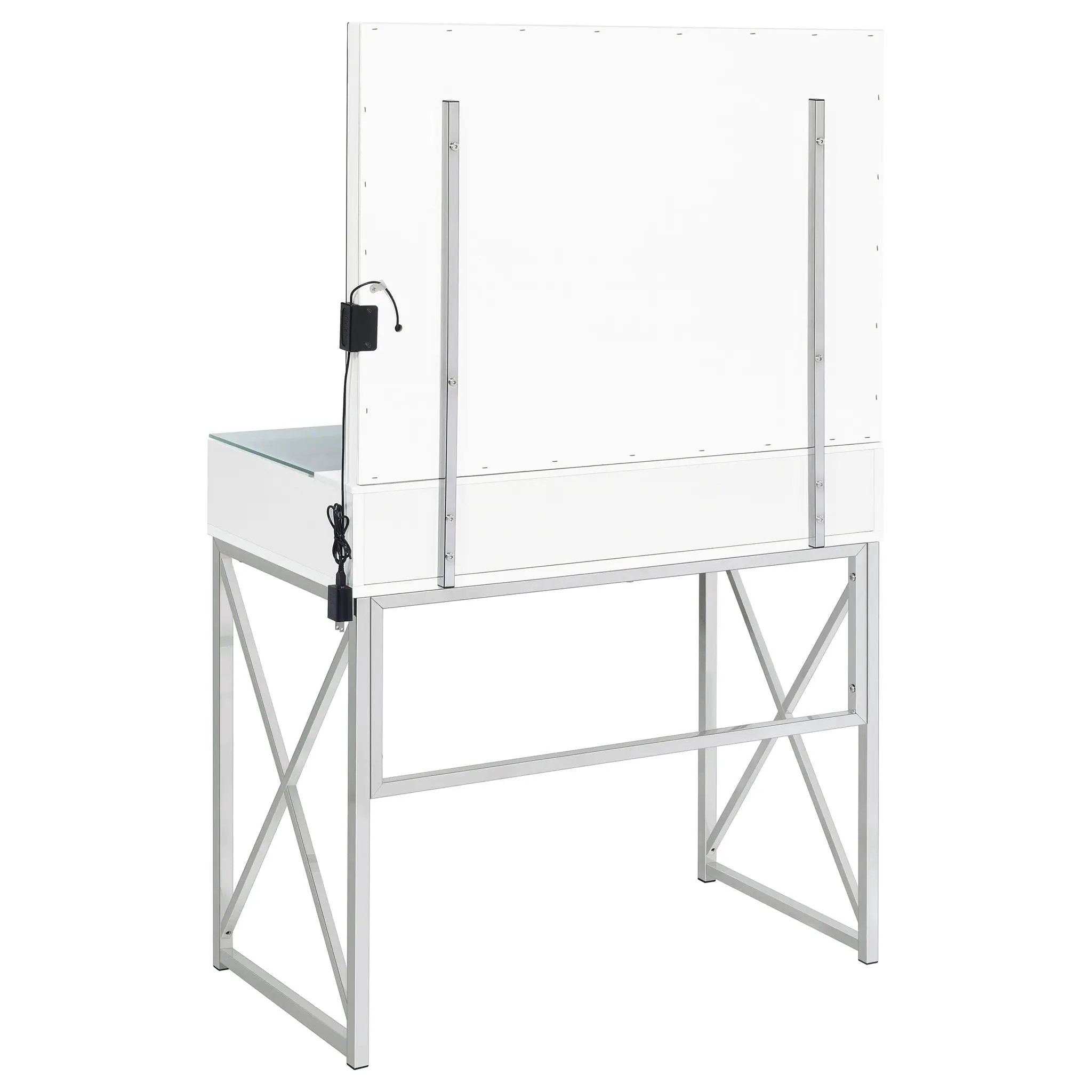 Eliza Vanity Set with Lighting & Stool White and Chrome by Unique Piece Furniture