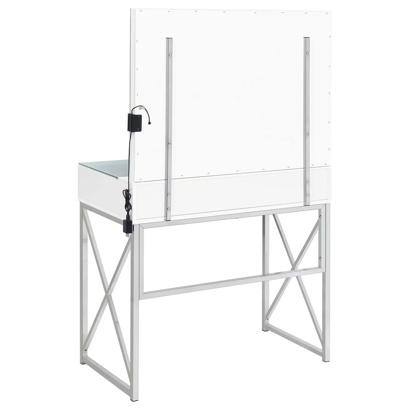 Eliza Vanity Set with Lighting & Stool White and Chrome by Unique Piece Furniture
