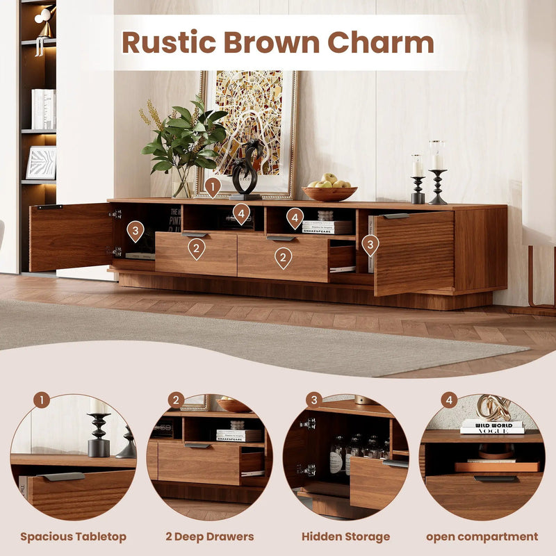 TV Stand, Entertainment Center With Deep Drawers, Cable Management & Soft Closing Hinges by Unique Piece Furniture