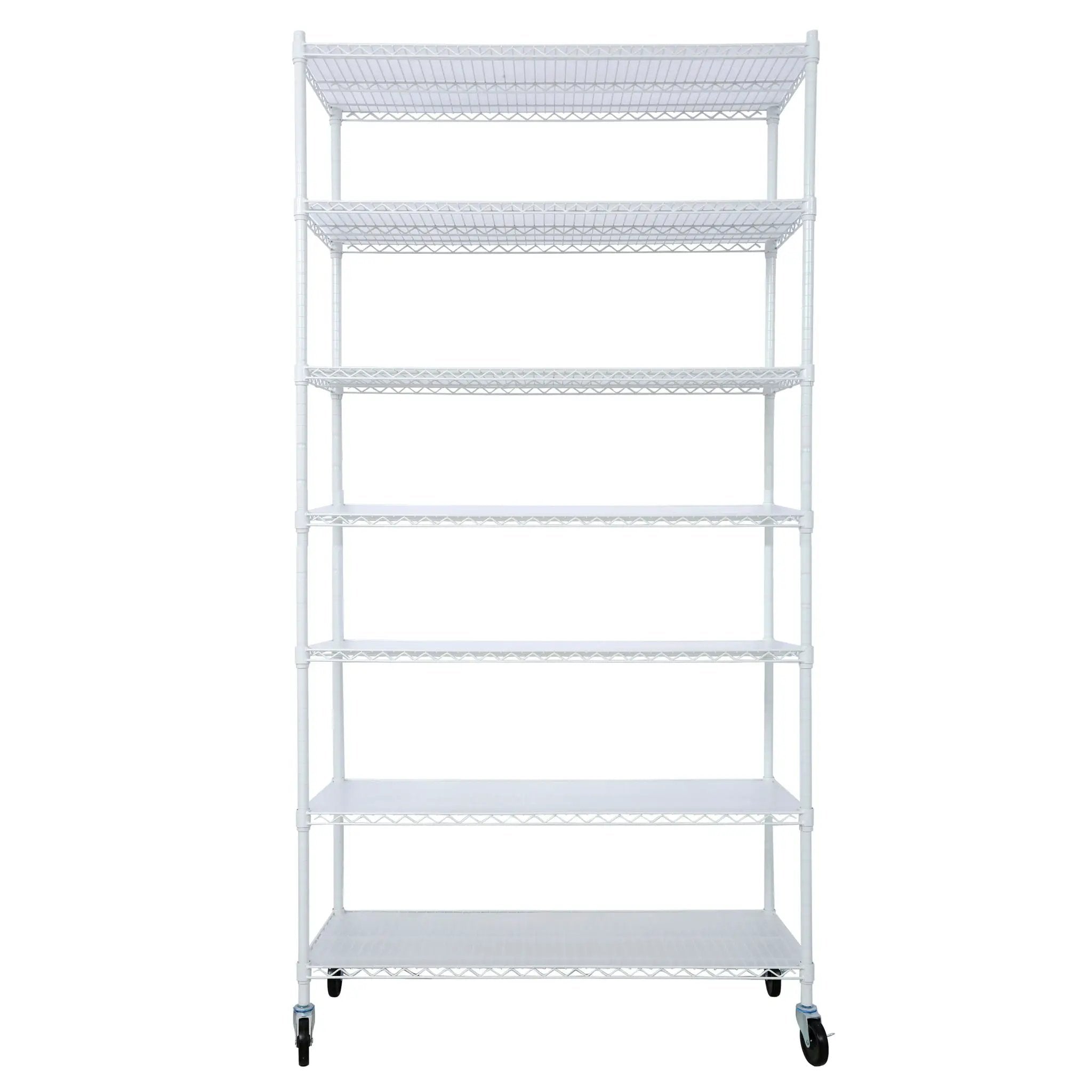 7 Tier Metal Shelf Wire Shelving Unit, 2450Lbs Heavy Duty Adjustable Storage Rack With Wheels & Shelf Liners For Closet Kitchen Garage Basement Commercial Shelving by HouseOfZazla
