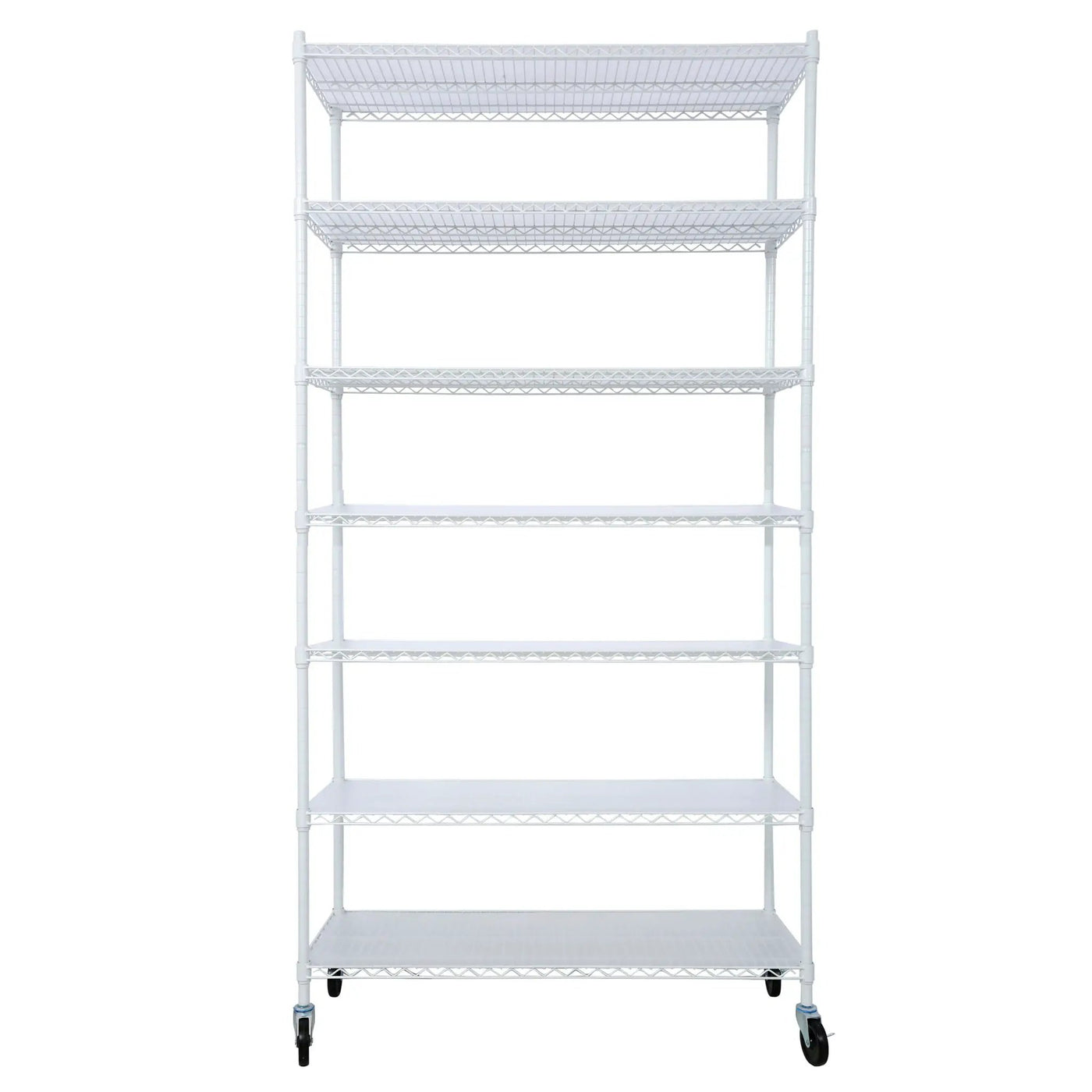 7 Tier Metal Shelf Wire Shelving Unit, 2450Lbs Heavy Duty Adjustable Storage Rack With Wheels & Shelf Liners For Closet Kitchen Garage Basement Commercial Shelving by Unique Piece Furniture