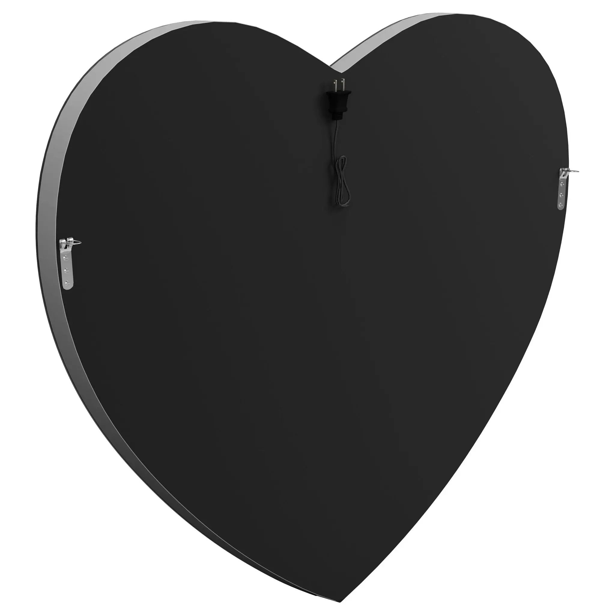 Aiko 36 x 30 Inch Heart Shaped LED Light Wall Mirror Silver by Unique Piece Furniture