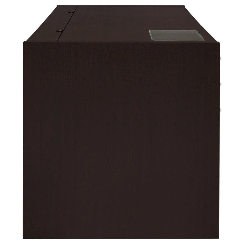 Halston - 3 Drawer Office Computer Desk With Keyboard Tray - Cappuccino by HouseOfZazla