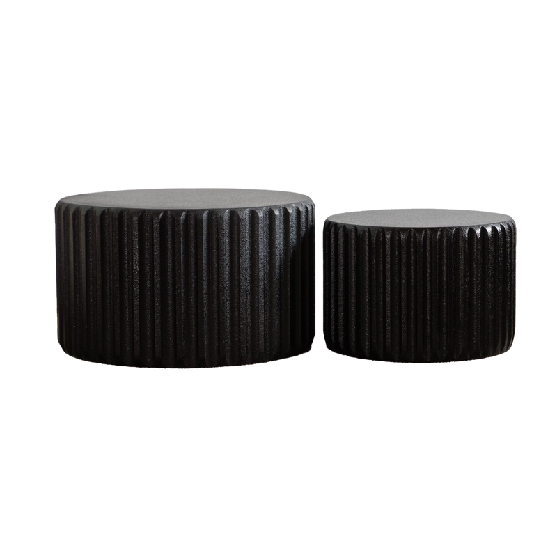 Black Scalloped Round Coffee Table Set by HouseOfZazla