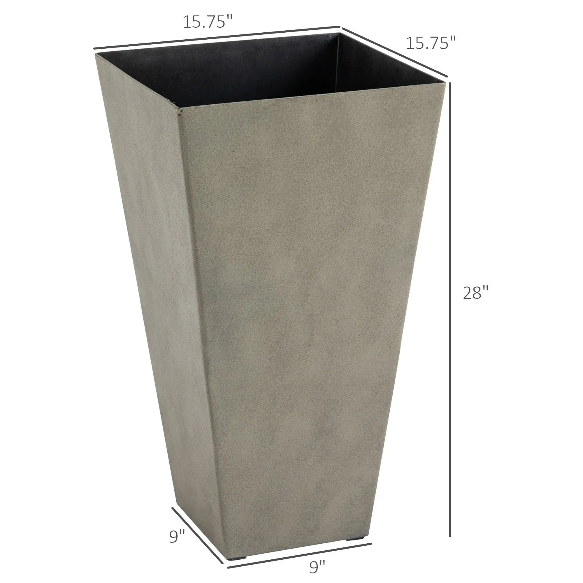 Outsunny Set of 3 Tall Planters with Drainage Hole, Gray by HouseOfZazla