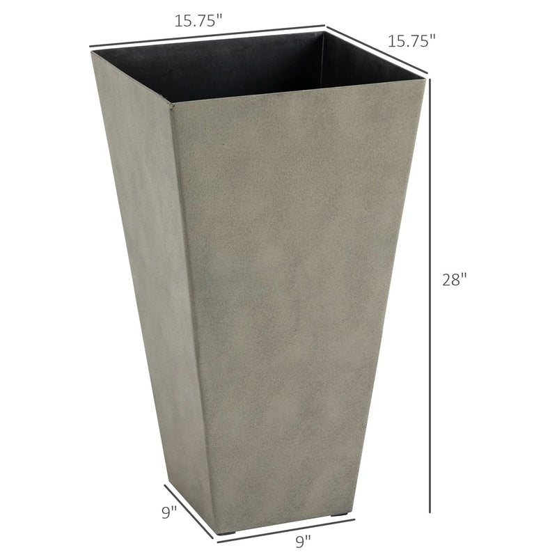 Outsunny Set of 3 Tall Planters with Drainage Hole, Gray by HouseOfZazla