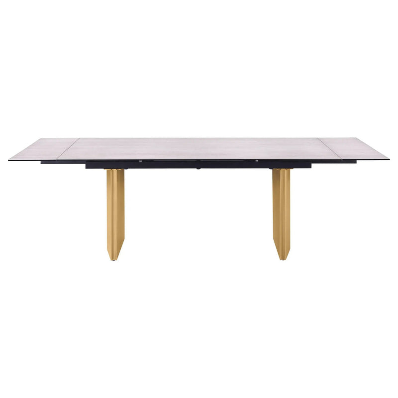 Vesa 97-inch Glass Top Extension Dining Table Beige by Unique Piece Furniture