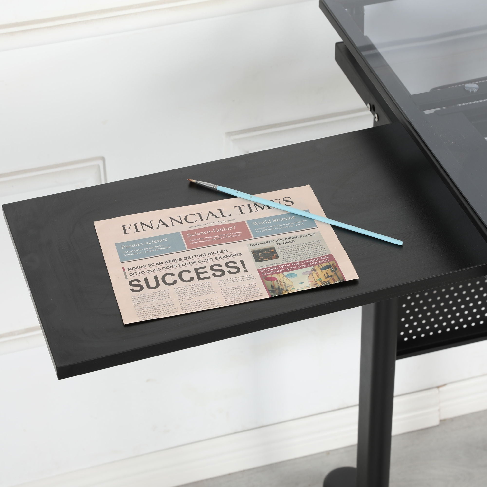 Hand Crank Adjustable Drafting Table Drawing Desk With 2 Metal Drawers With Stool by HouseOfZazla