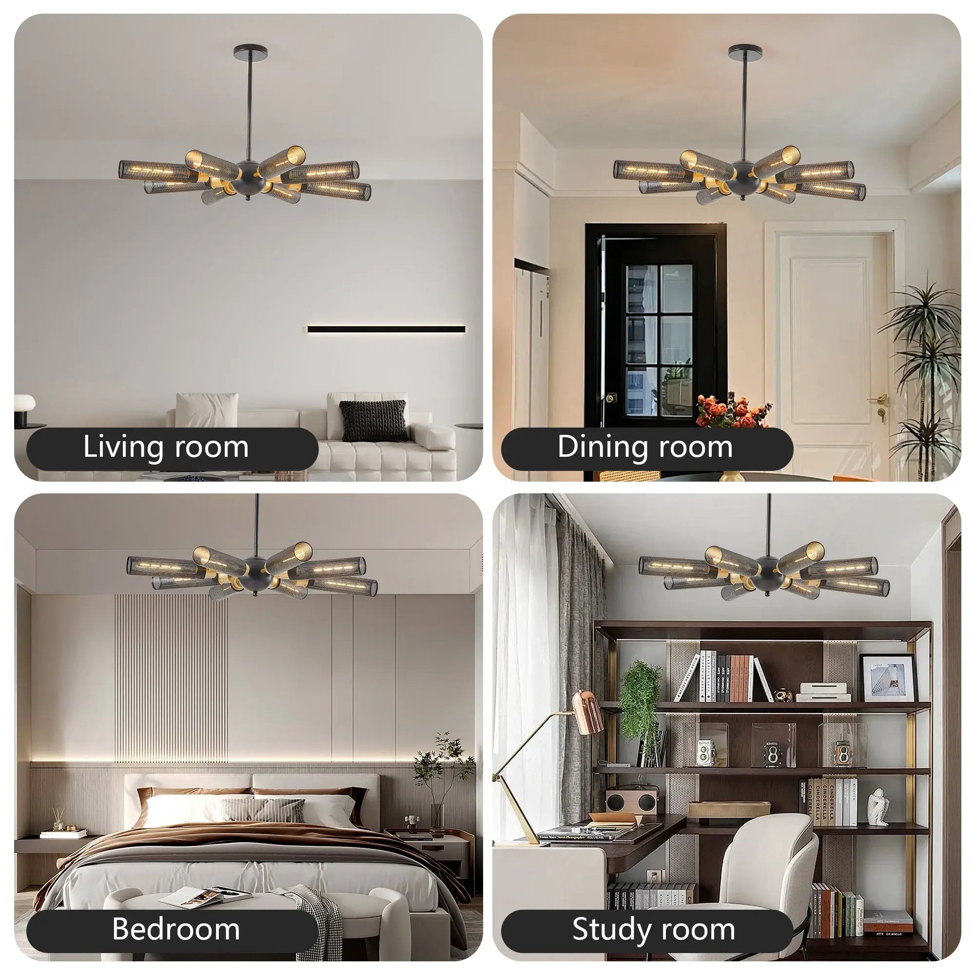 34' Modern Industrial Sputnik 8-Light Chandelier by HouseOfZazla
