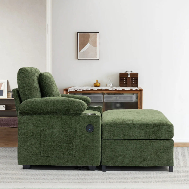 Fabric Sofa Bed With Cupholders And USB Charging Ports Chair For Living Room by Unique Piece Furniture