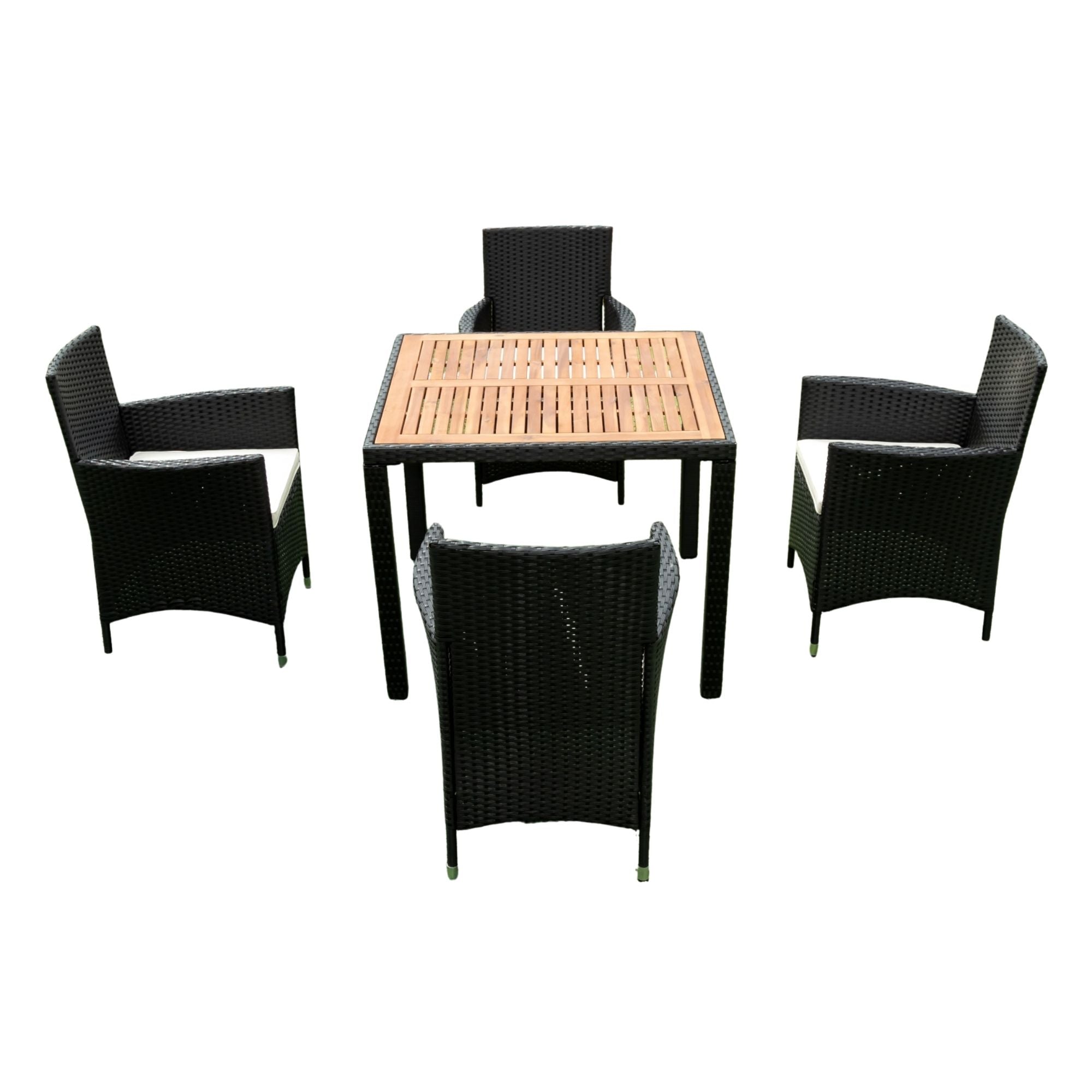 Outdoor Patio Wicker Dining Set With Acacia Wood Top by HouseOfZazla