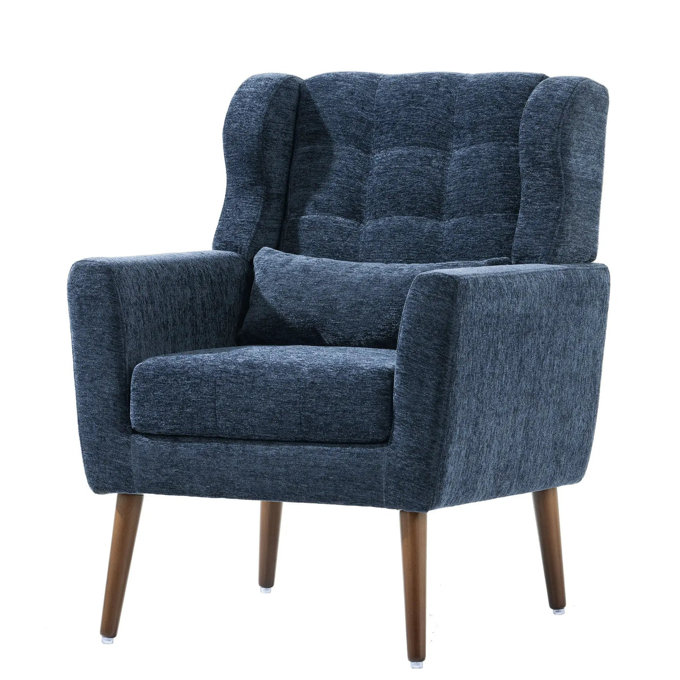 Modern Accent Chair, Arm Chairs For Living Room, Upholstered Mordern Armchair, Comfy Soft Padded Lounge Chair In Small Space, Bedroom, With Pillow, Solid Wood Leg by HouseOfZazla