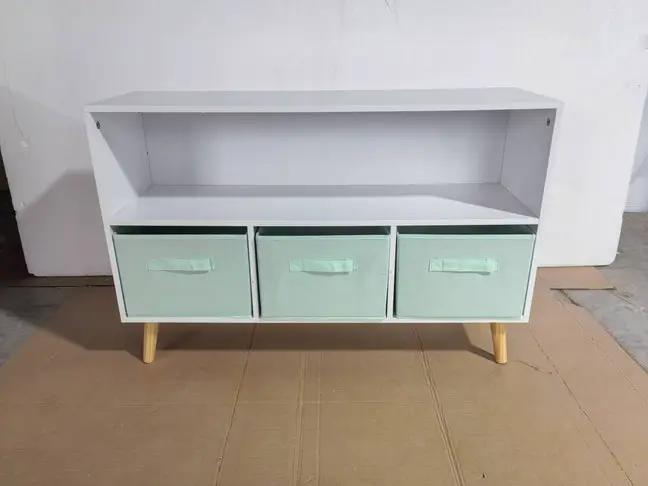 Kids Bookcase with Collapsible Fabric Drawers, Children's Book Display, Toy Storage Cabinet Organizer by HouseOfZazla