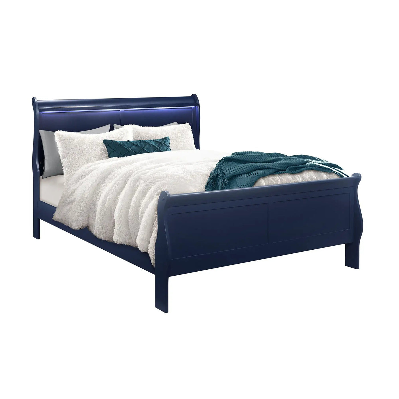 Charlston - Modern Sleigh Design Bed With LED by HouseOfZazla