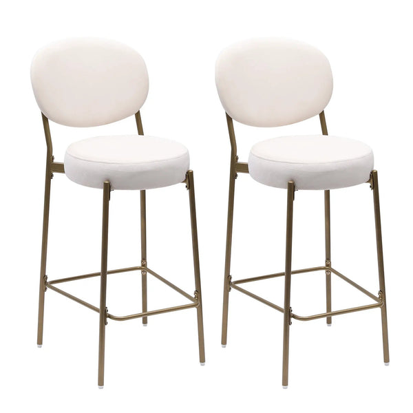 29'' Upholstered Velvet Bar Stools with Backrest & Footrest - Set of 2