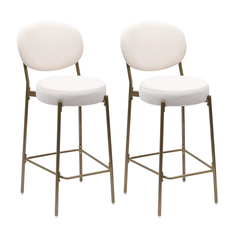 29'' Upholstered Velvet Bar Stools with Backrest & Footrest - Set of 2 by HouseOfZazla