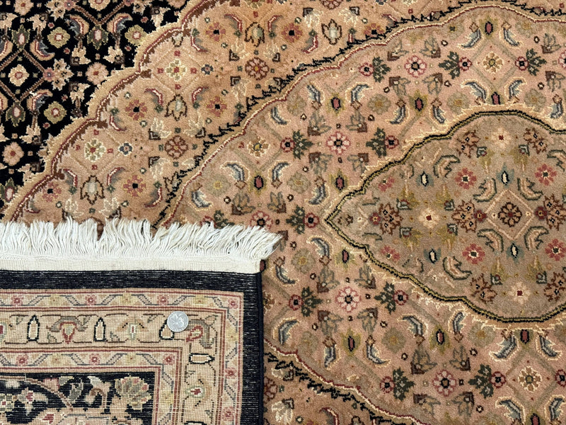 Sino Persian Rug 8x10, Herati Mahi Pattern, Fine 170 KPSI, Black, Wool and Silk Highlights by Jewel Rugs