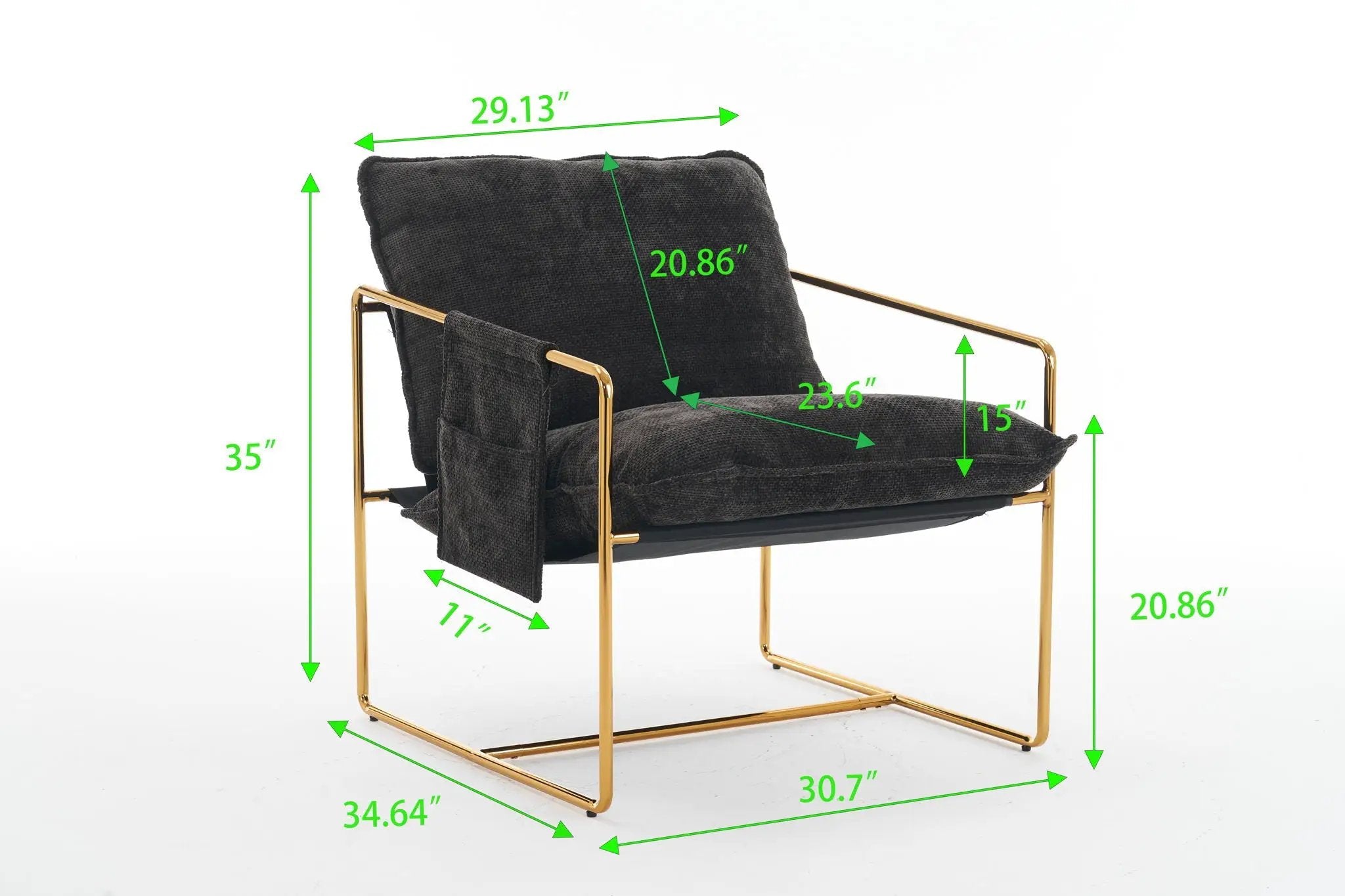 Upholstered Hanging Armchair With Arm Pocketsmetal Frame (Set of 2), Plated Craftsmanship, Crushed Foam Cushions And Skin-Friendly Woven Fabric For Living Room And Bedroom by HouseOfZazla