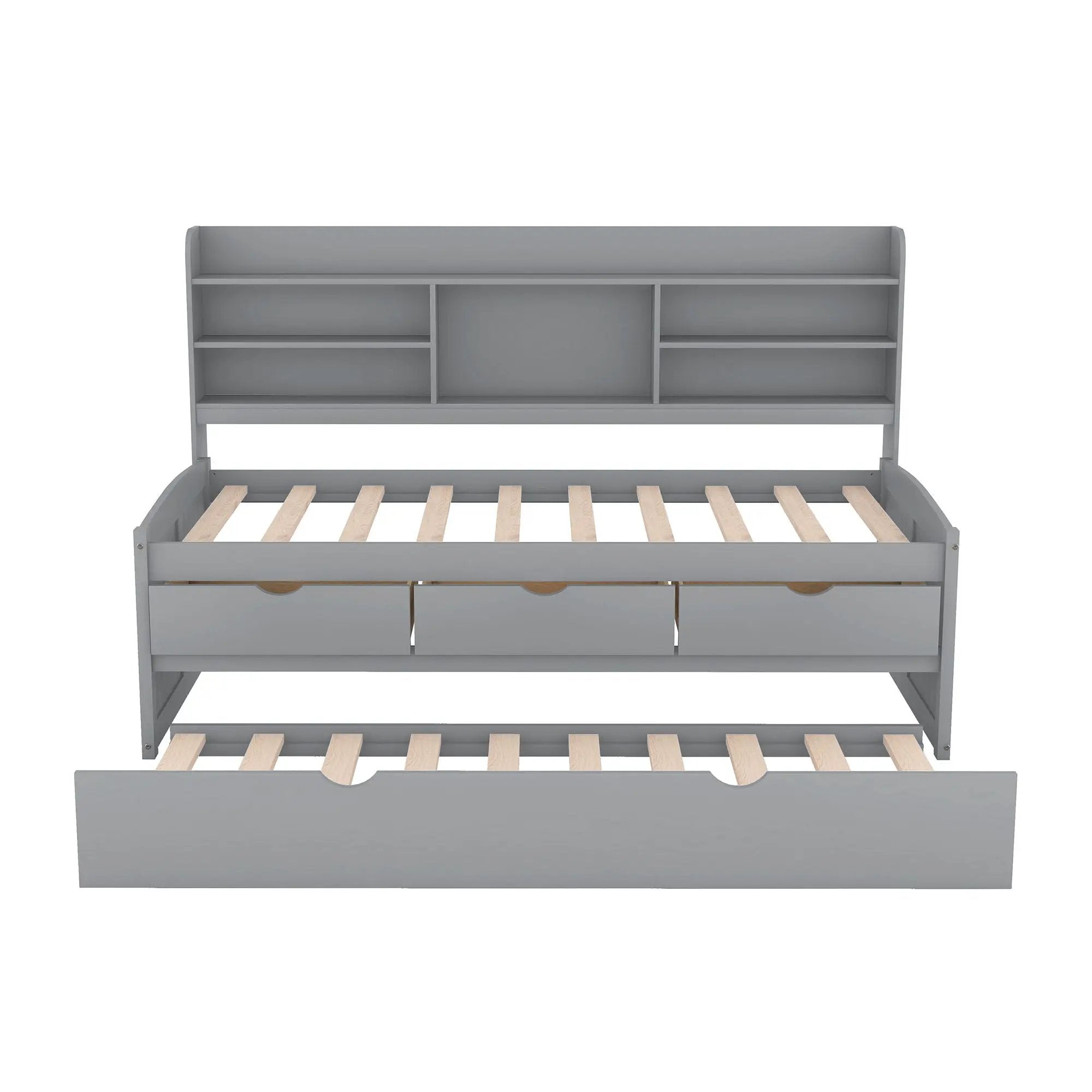 Captain Bed With Built In Bookshelves, 3 Storage Drawers, And Trundle by HouseOfZazla