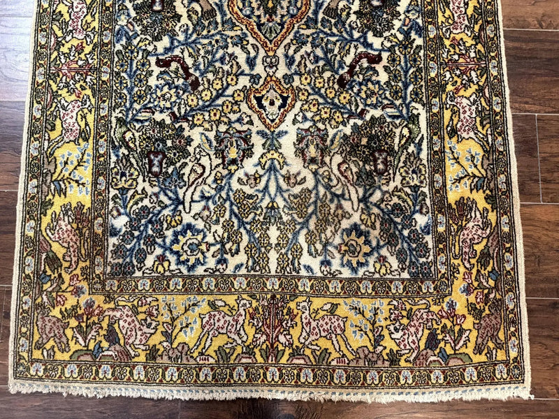 Persian Qum Tree of Life Rug 3.5 x 5.5, Animal Pictorials, Kork Wool with Silk Highlights by Jewel Rugs