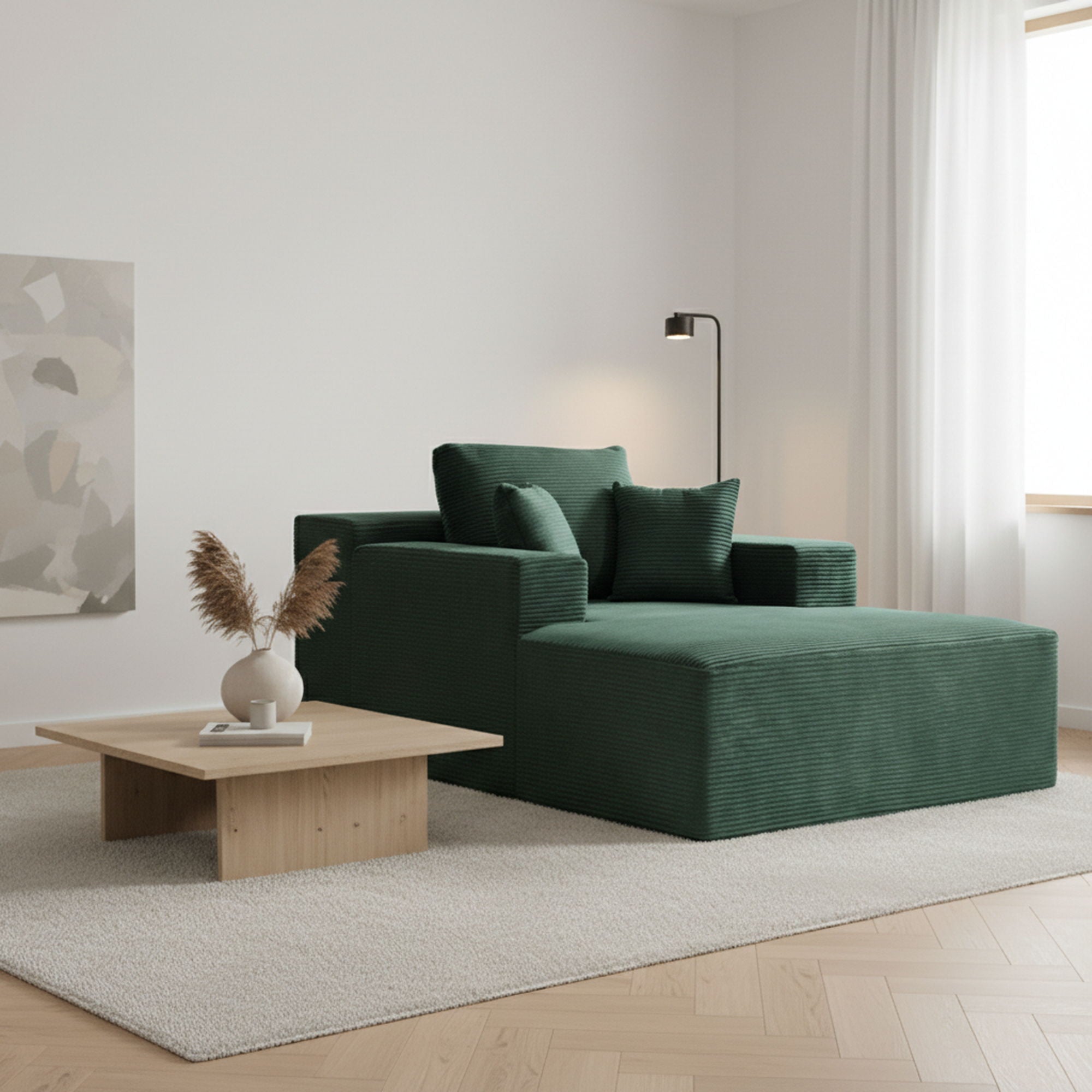 Convertible Chaise Lounge Chair With Wide Armrest & Throw Pillows by HouseOfZazla
