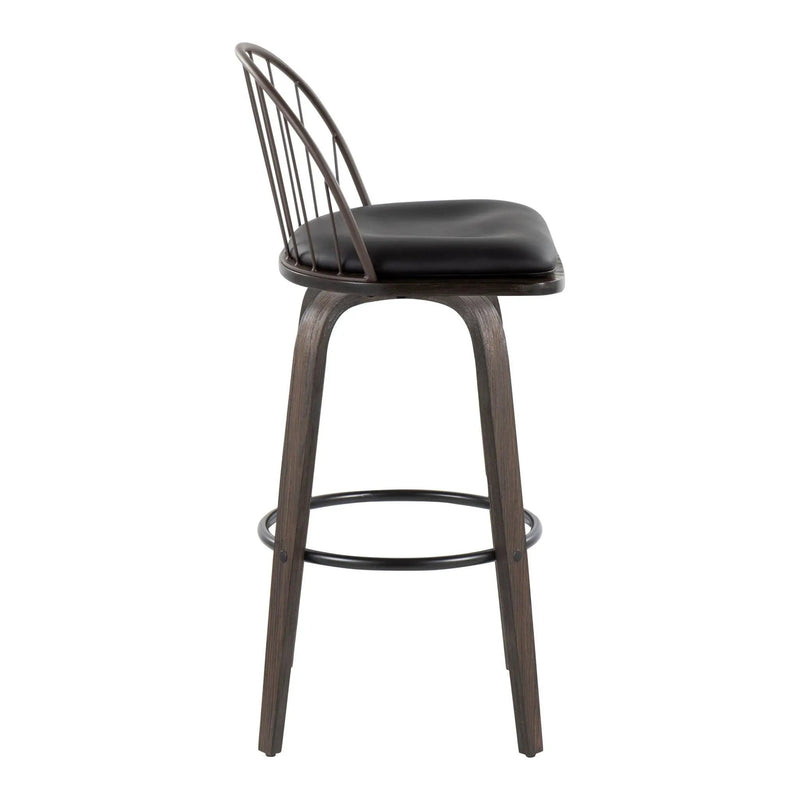 Riley - Industrial / Urban Fixed Height Barstool With Swivel With Removable Cushion (Set of 2) by HouseOfZazla