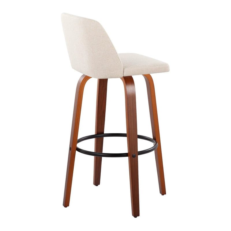 Toriano - Mid Century Modern Fixed Height Barstool Swivel And Round Footrest (Set of 2) by HouseOfZazla