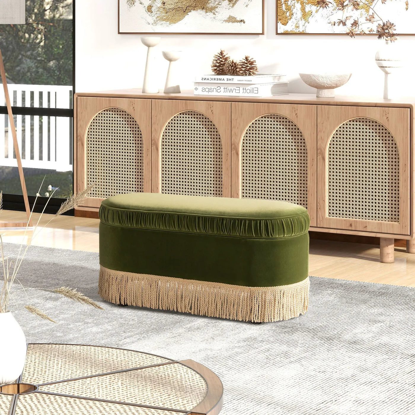 Serena - Contemporary Design Oval Storage Bench Ottoman by Unique Piece Furniture