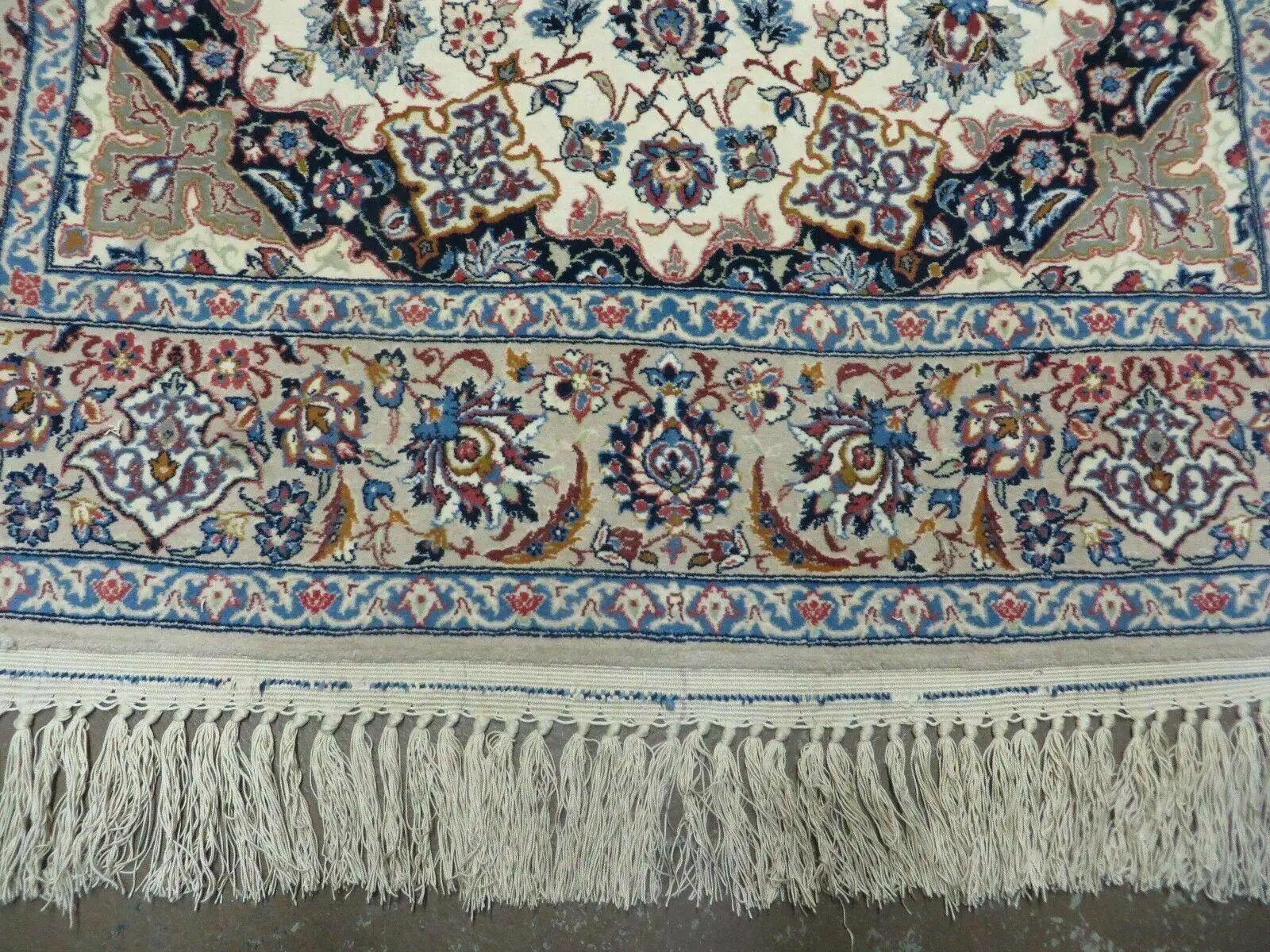 Persian Isfahan Rug 3x6, Fine 650 KPSI, Hand Knotted, Ivory by Jewel Rugs