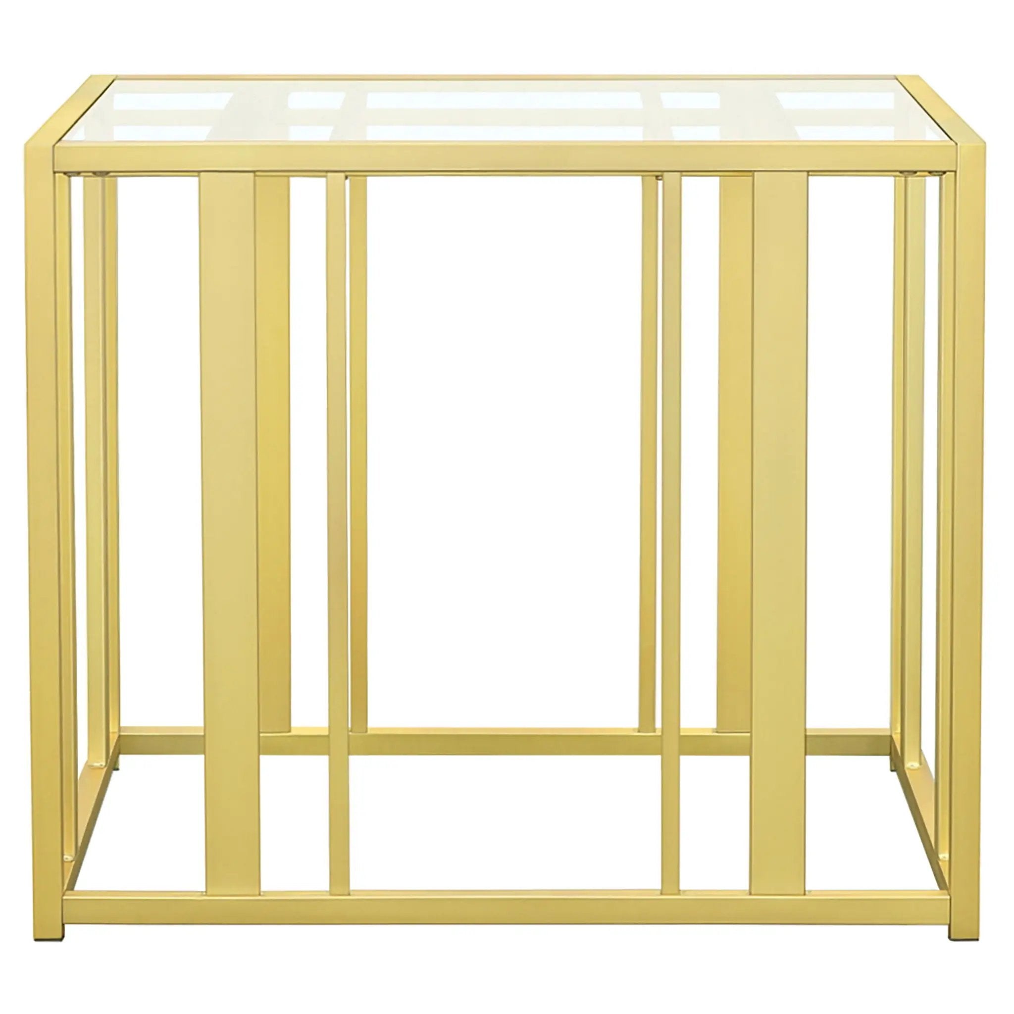 Adri Rectangular Glass Top Side End Table Matte Brass by Unique Piece Furniture