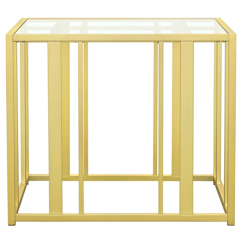 Adri Rectangular Glass Top Side End Table Matte Brass by Unique Piece Furniture