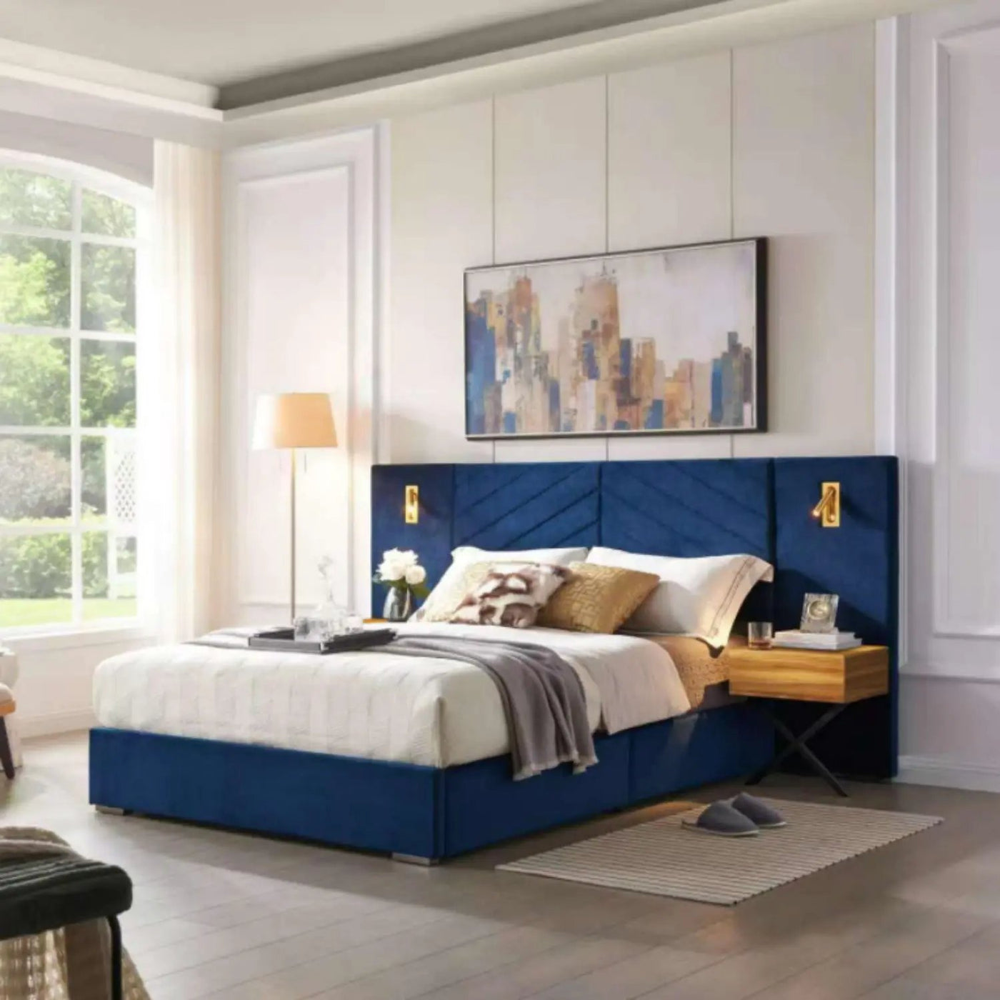 Upholstered Bed Frame With Vertical Channel Tufted Wingback Headboard by HouseOfZazla