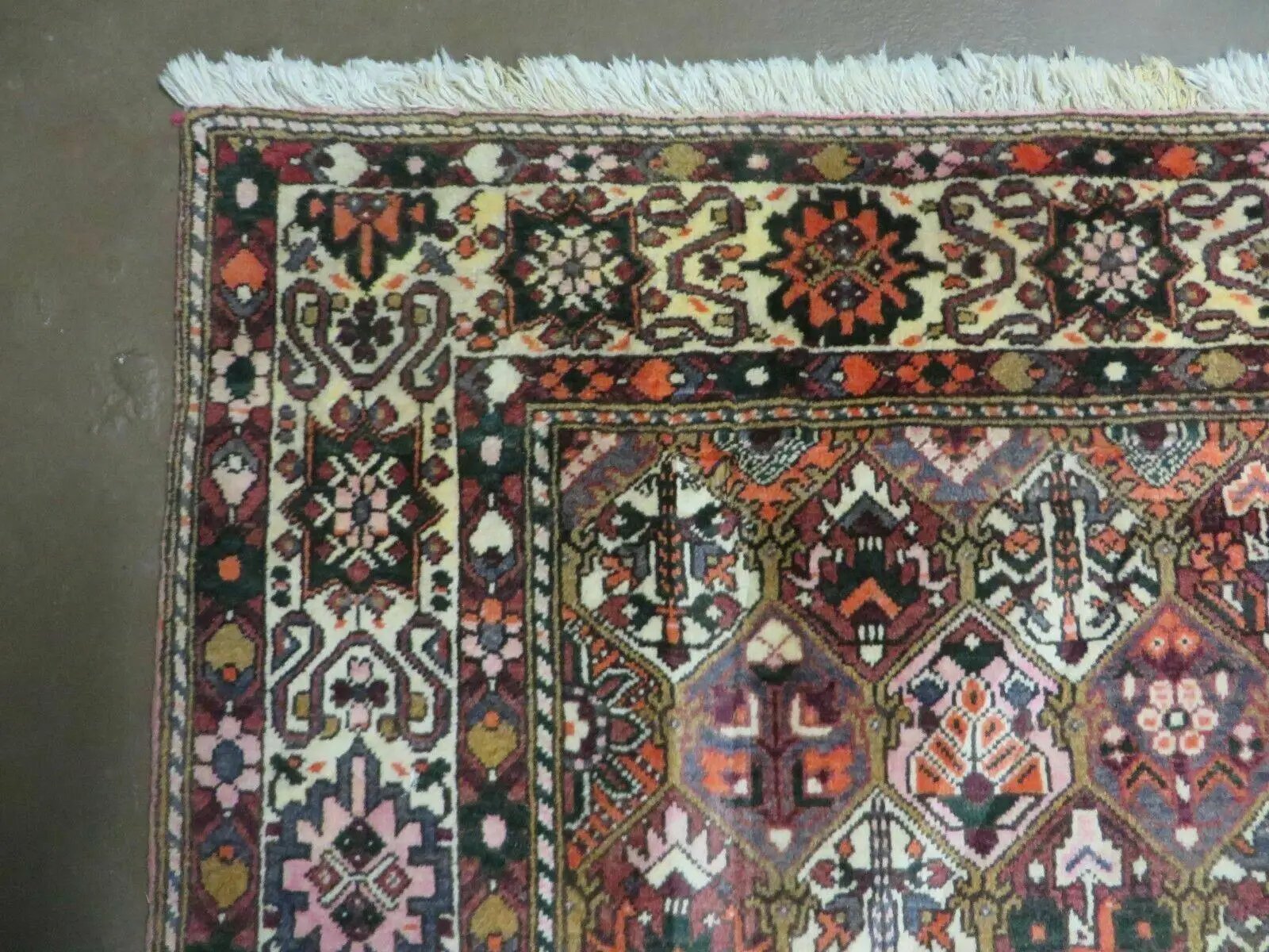 Antique Persian Bakhtiari Rug 7x10 - Multicolor Repeated Panel Design - Vegetable Dyed Rug - Hand Knotted Wool Room Sized Oriental Carpet 7 x 10 Rug by Jewel Rugs