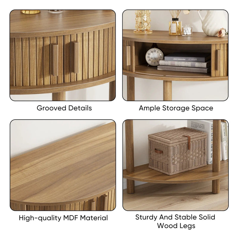 Half Moon Console Table For Living Room - Walnut by Unique Piece Furniture