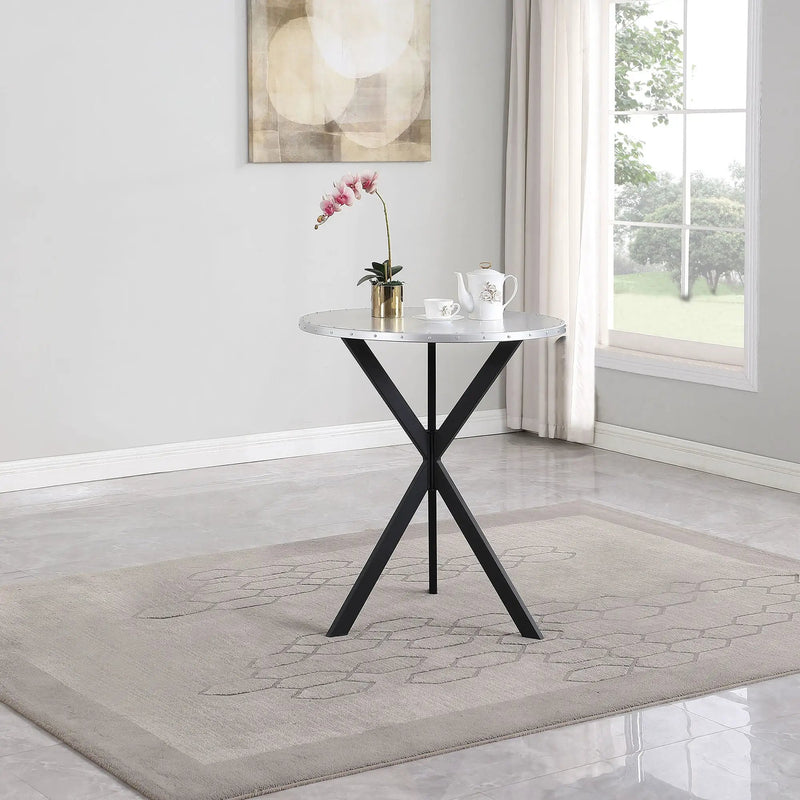 Fitz - Round Bistro Bar Table With X Base - Silver