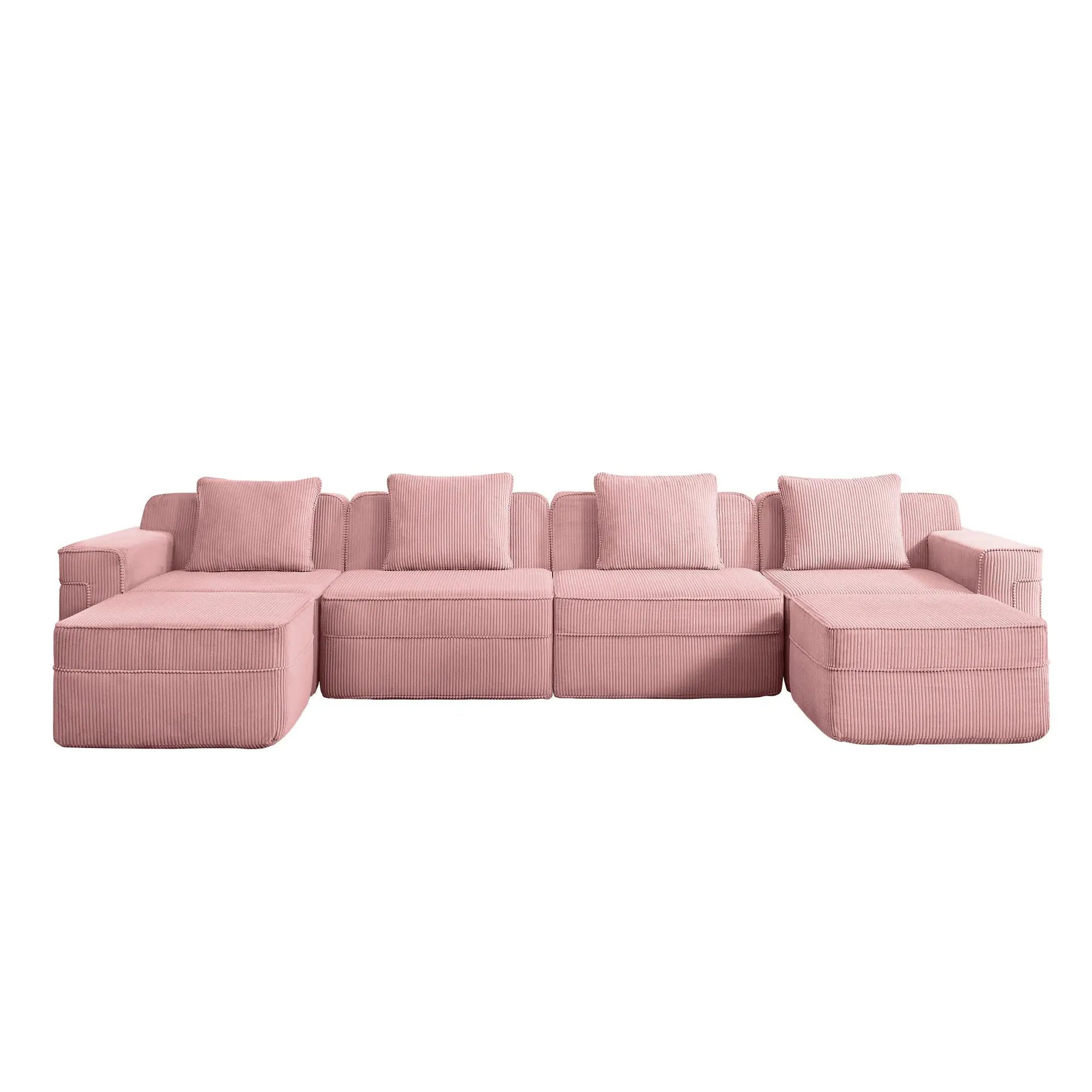 Modular 4 Seat U Shape Sectional Boneless Sofa by HouseOfZazla