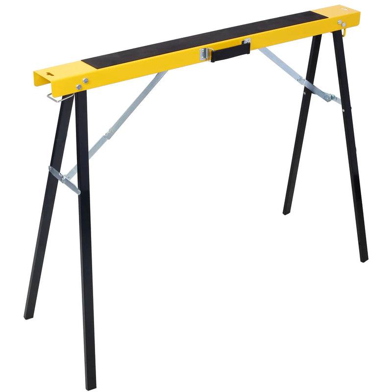Folding Portable Saw Horses 2 Pack With Fast Open Legs, Heavy Duty For Garage And Workshop - Yellow / Black by HouseOfZazla