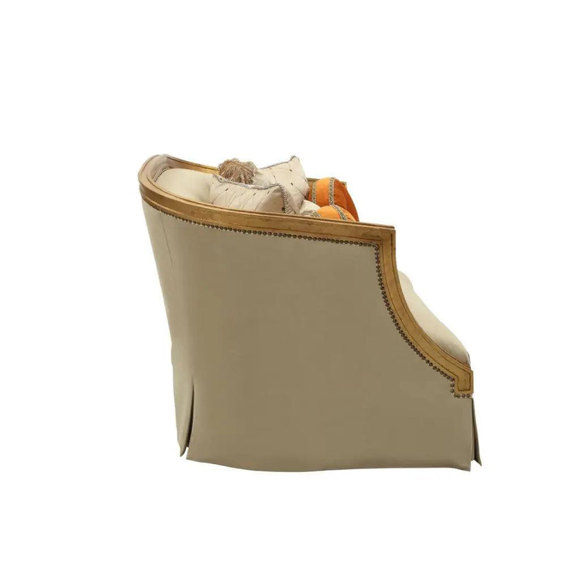 Daesha - Loveseat With 5 Pillows - Tan Flannel & Antique Gold by Unique Piece Furniture